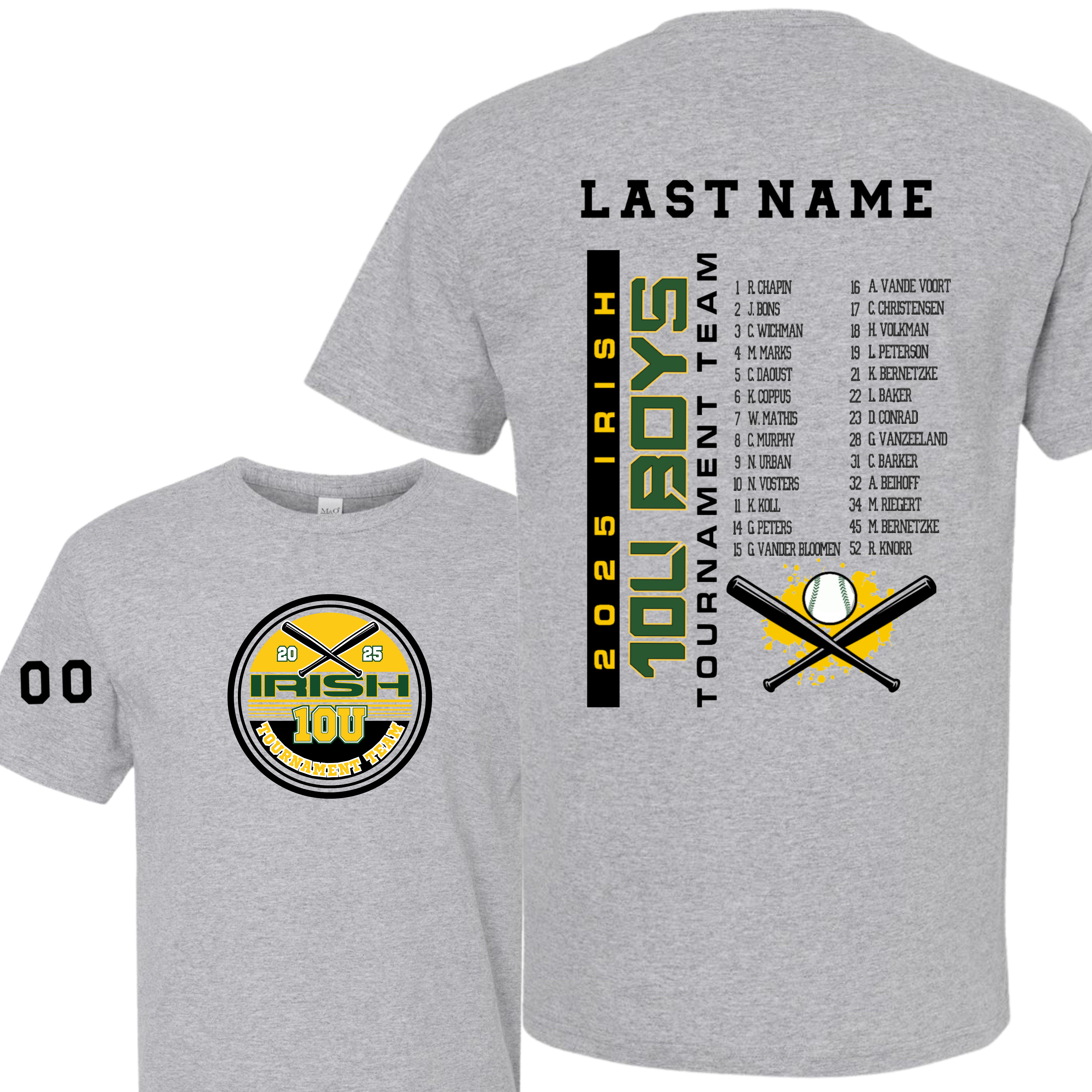 10U Baseball Tournament Team Shirt 2025