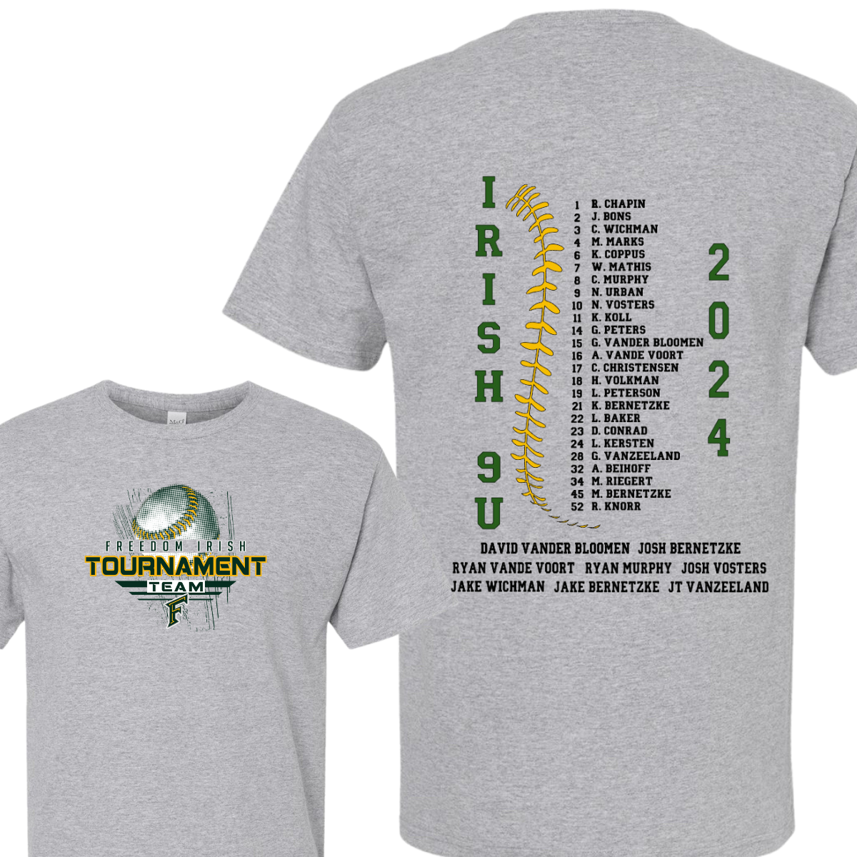 9U Baseball Tournament Team Shirt